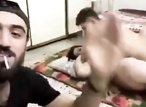 Hot Iraqi wife fucked with young boy while her husband watches