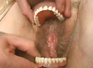 Granny takes dentures broadly together with sucks pallid blarney to one's liking